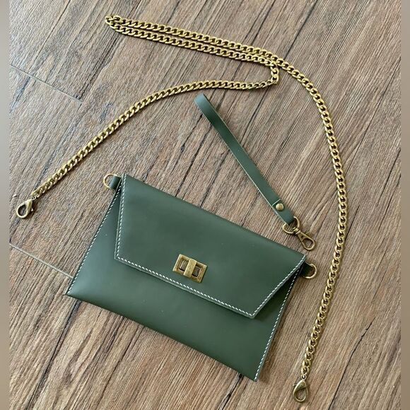 Hand Stitched Genuine Cowhide Leather Clutch/Wristlet/Crossbody & 2 Straps - Picture 3 of 13